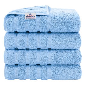 American Soft Linen 100% Cotton Luxury Turkish 4 Piece Bath Towel Set, 27x54 inches Soft Quick Dry Bath Towels for Bathroom - 1 of 4