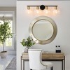 POWLIG 29.53-in 4-Light Black and Gold Modern Dimmable Bathroom Transitional Vanity Light with Transparent Glass Shade - 4 of 4
