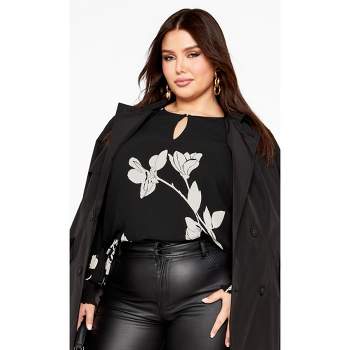 Women's Plus Size Katalina Floral Top - black | CITY CHIC