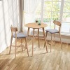 CAVINAS Modern Wooden Bar Chairs Set of 2, Upholstered Counter Height Stools with Backrest and Footrest, Soft Kitchen Island Chairs - 2 of 4