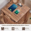 SinCiDo Farmhouse Nightstand Set of 2 w/Charging Station, 18" Rustic Wood End Tables w/Adjustable Shelves, Side Table for Bedroom, Reclaimed Barnwood - 4 of 4