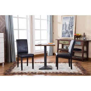 Roundhill Urban Style Solid Wood Leatherette Padded Parson Chair, Black, Set of 2 - 1 of 4