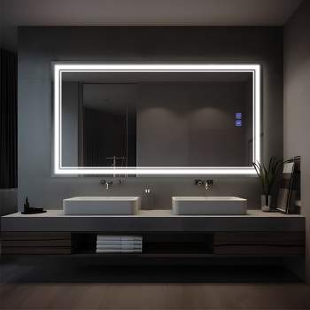 Neutypechic Oversized Bathroom Vanity Mirror LED Rectangle Anti-fog Wall Mirror