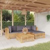 vidaXL 5-Piece Lounge Set with Cushions - Solid Teak Wood Patio Furniture - Dark Gray Cushions - Includes Sofas, Footrest, and Table - 2 of 4