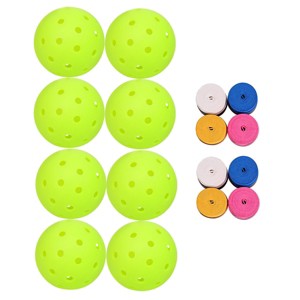 8 Pack Pickleballs with 8 Racket Grips, 40 Holes Outdoor Pickleball Balls, High Visibility & Bounce - 1 of 4
