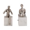Sagebrook Home Set of 2 Human Figure Bookends - Contemporary Marble and Aluminum White and Silver Sitting Figure Bookend Set Decorative - 4 of 4
