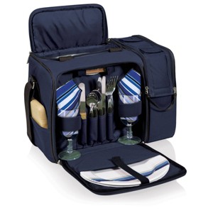 Picnic Time Softsided Cooler Picnic Basket Blue/Black: Modern Picnic Bag, Navy, Polyester, Zipper Closure, Lifetime Warranty - 1 of 4
