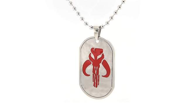 Men&#39;s Star Wars Mandalorian Symbol Stainless Steel Dog Tag Chain Necklace (22&#34;), 2 of 3, play video