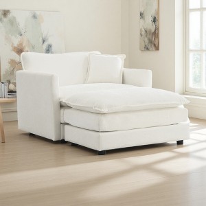 Chenille Accent Chair with Ottoman - 1 of 4