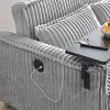 Multi-Functional Black Corduroy Convertible Sofa with Pull-Out Bed, Movable Tabletop & USB Charging Ports – Perfect for Living Rooms and Bedrooms - 3 of 4