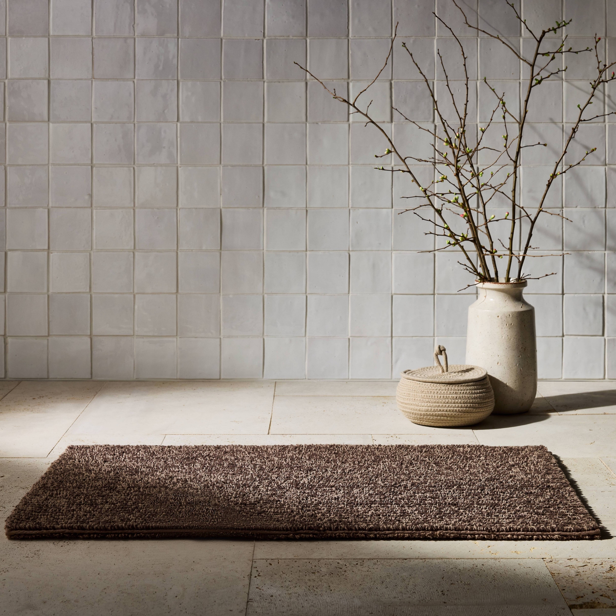 21"x34" Organic Melange Reversible Bath Rug Brown - Casaluna™