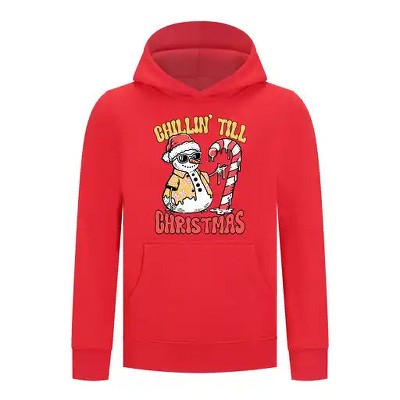 Everyday Kids Christmas Collection Chillin’ Till Christmas Boys Pullover Hoodie – Holiday Sweatshirt - Red