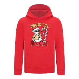 Everyday Kids Christmas Collection Chillin’ Till Christmas Boys Pullover Hoodie – Holiday Sweatshirt - Red - 1 of 1
