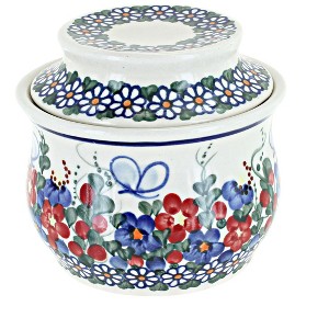 Blue Rose Polish Pottery 549 Vena French Butter Dish - 1 of 2