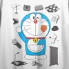 Doraemon Character Surrounded By Black And White Icons Crew Neck Short Sleeve Women's White Crop Top - 2 of 3