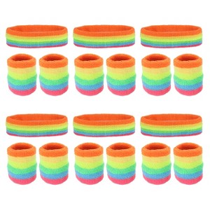 Unique Bargains Terry Cloth Sports Athletic Gym Working Out Headband Wristband Sweatband 6 Sets - 1 of 4