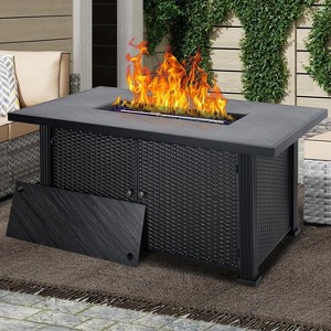 52 Inch Propane Fire Pit, CSA-Listed Outdoor Gas Fire Pit Rectangular Tabletop with Lid, 50,000 BTU Steel FireTable - 1 of 4