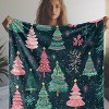 Lomsoe Vintage Christmas Tree Print Flannel Throw Blanket - Soft, Warm, Comfortable Blanket for Sofa, Bed, Car, Office, Camping. - 3 of 4