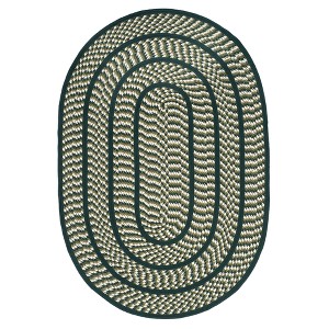 Ivory/Dark Green Solid Woven Oval Accent Rug 4