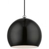 Livex Lighting Stockton 1 - Light Pendant in  Shiny Black/Polished Chrome - 3 of 4