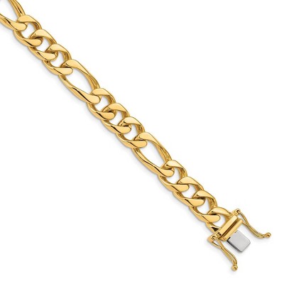 Black Bow Jewelry Men's 14k Yellow Gold, 9mm Figaro Link Chain Bracelet - 8 Inch