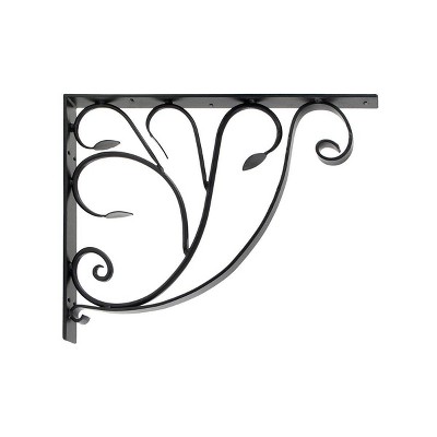 18" Steel Elegant Detailed Leafy Leaf Mail Box Bracket Black - ACHLA Designs