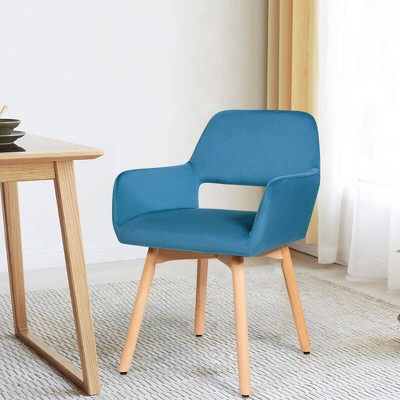 Set of 2 Blue Velvet Modern Accent Armchairs