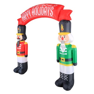 Airflowz 8ft Inflatable Nutcrackers Archway with Happy Holidays Banner