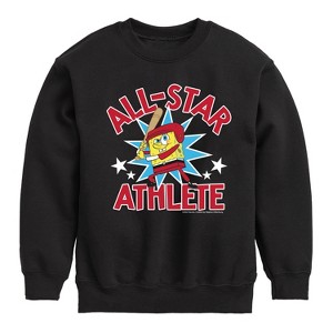 Boys' - SpongeBob SquarePants - American All Star Graphic Long Sleeve Fleece Sweatshirt - 1 of 4