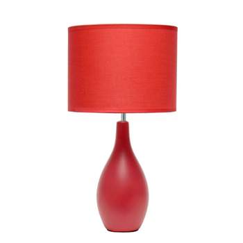 18.11" Traditional Standard Ceramic Dewdrop Table Desk Lamp with Matching Fabric Shade - Creekwood Home