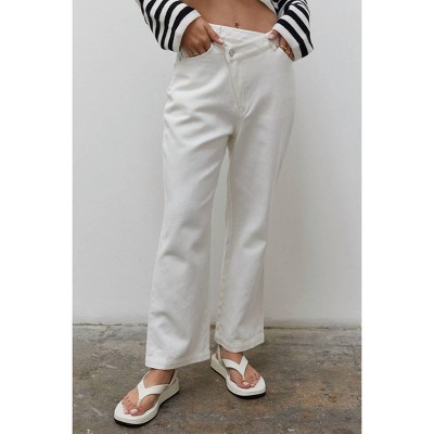 Women's LEON STRAIGHT LEG CROSS FRONT JEANS - CRESCENT