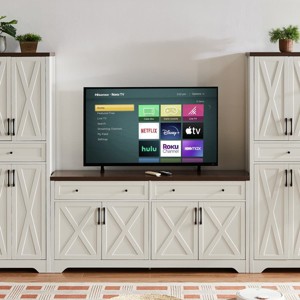 TV Cabinet Set with Bookcase Sideboards, Farmhouse Wall Entertainment Center with Storage, Console for Living Room-Maison Boucle - 1 of 4