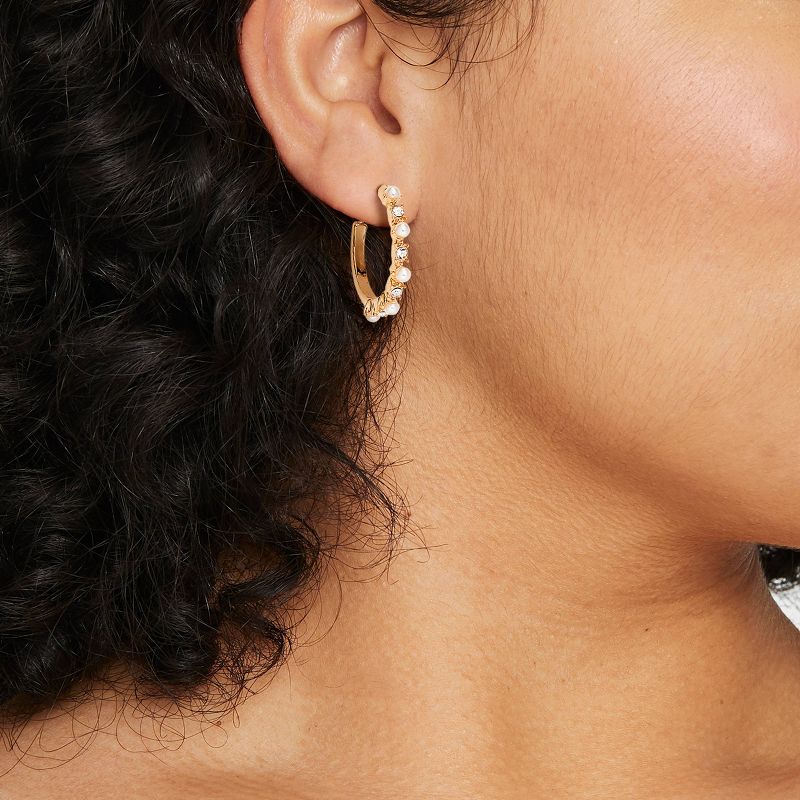 Pearl Hoop Earrings - A New Day&#8482; Gold, 3 of 5