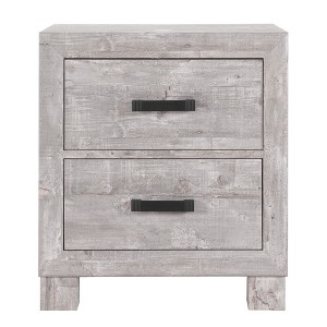 Vynxaria Farmhouse Style Light Gray 2-Drawer Nightstand, Paper Finish, Spacious Storage, MDF/Plywood/Solid Wood Build - 1 of 4