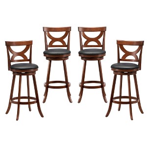 Tangkula 4pcs 30.5" Bar Stools 360° Swivel Bar Height w/ PVC Leather Cushioned Seat - 1 of 4