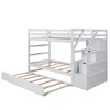 NicBex Twin over Twin Bunk Bed Pine Triple Bed Frame with Trundle, Storage Stairs and Full Length Guardrail for Bedroom, No Box Spring Required - 3 of 4