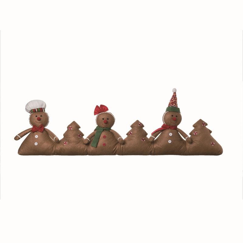 Transpac Polyester Brown Christmas Plush Gingerbread Draft Dodger, 1 of 2