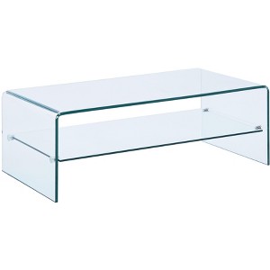 HomeRoots 43" Clear Glass Sled Coffee Table With Shelf - 1 of 4