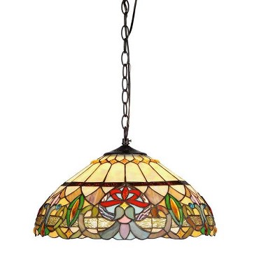 Chloe Lighting Hester Tiffany-Style 2 Light Victorian Ceiling Pendant Fixture 18`` Shade