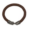 Black Bow Jewelry 8mm Antiqued WB-Plated Stainless Steel Brown Leather Bracelet, 8.25 In - 2 of 4