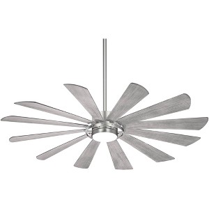 65" Minka Aire Modern Outdoor Ceiling Fan with LED Light Remote Control Brushed Steel Ashwood Wet Rated for Patio Exterior Porch - 1 of 4