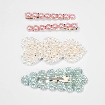 Girls' 4pk Pearl Snap Hair Clips - Cat & Jack™