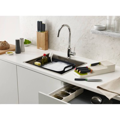 Compact Gray 2-Tier Knife Organizer with Non-Slip Base
