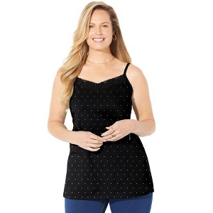 Catherines Women's Plus Size Suprema Cami With Lace - 1 of 4