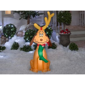 Gemmy 4 Foot Dr. Seuss The Grinch Reindeer Max Light Up Christmas Inflatable Lawn Decoration - 1 of 2
