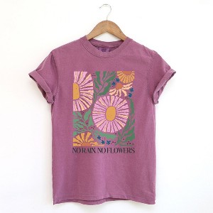 Simply Sage Market Women's Boho No Rain No Flowers Short Sleeve Garment Dyed Tee - 1 of 3