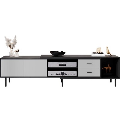 NicBex TV Stands for 80 inch TV,Entertainment Center with 2 Doors,TV Console for Living Room, Bedroom, Home,Black/Gray