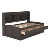 PAGED Twin Size Platform Bed Modern Wooden Bed Frame with Trundle, Open Shelves and Storage Drawers for Bedroom - 3 of 4