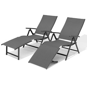 Pellebant Outdoor Aluminum Folding Adjustable Chaise Lounge - 1 of 4