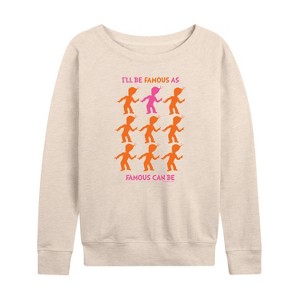 Women's - Dr. Seuss - I'll Be Famous Lightweight French Terry Wide Neck Long Sleeve Shirt - 1 of 4